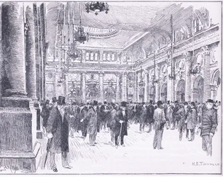 Dentro, a, real, câmbio, em, manchester, ilustração, fromCassells, história, de, inglaterra, 1900s