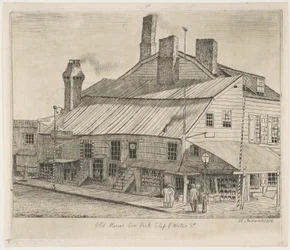 Casa antiga, esquina de Peck Slip e Water Street, de «Cenas da antiga Nova Iorque»