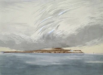 Forte e Ilha de Mackinaw, outubro de 1842 (wc no papel)