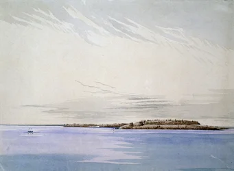 Old Mackinaw, com o forte francês de 1842 (wc no papel)