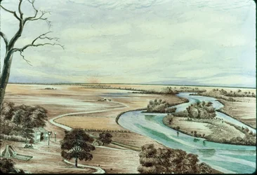 Taverna no rio Illinois, 1842 (wc no papel)