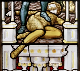 Davi e Golias, detalhe, 1881-83 (vitral)