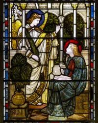 Kirkstall, St Stephen, Heaton Butler e Bayne, Henry Holiday, a Anunciação, c.1870