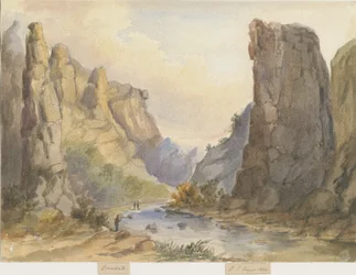 Dovedale - paisagem: pintura a cores de água, 1844
