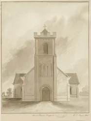 Stafford - Christ Church: desenho em sépia, 1844