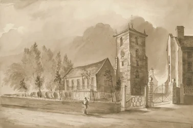 Igreja de Willenhall: desenho sépia, nd [1844] (desenho)