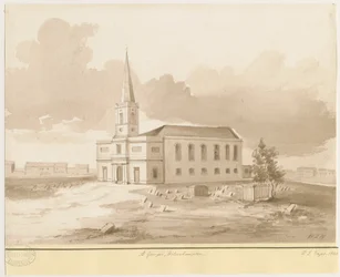 Wolverhampton - Igreja de São Jorge: desenho em sépia, 1844