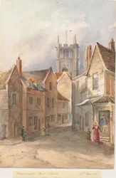 Wolverhampton - Igreja de São Pedro: pintura a cores de água, 1844
