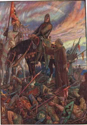 Após a Batalha de Hastings, ilustração de "Uma História da Inglaterra", de Rudyard Kipling, 1911