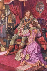 Amy examina as ordens do Conde de Leicester, ilustração de Kenilworth, c.1910