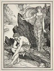 Calypso Tem Piedade de Ulisses, de "Tales of the Greek Seas", de Andrew Lang