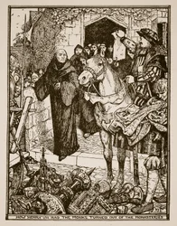 Como Henry VIII mandou os monges saírem dos mosteiros, ilustração de "A History of England" de CRL Fletcher e Rudyard Kipling, 1911
