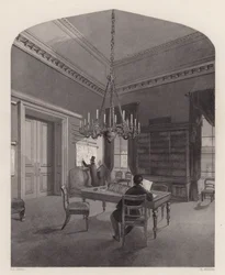 Map Room of the United Service Club, Westminster, Londres (gravura)