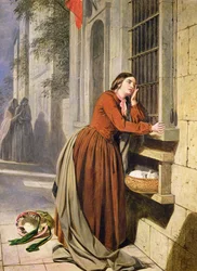 Mãe depositando seu filho no Hospital Foundling em Paris, c.1855-60 (óleo sobre madeira)