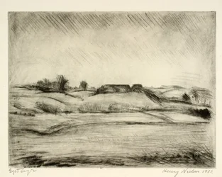 Paisagem aberta com fazenda