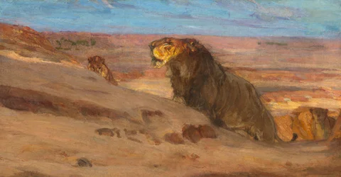 Leões no Deserto, c. 1897-1900.