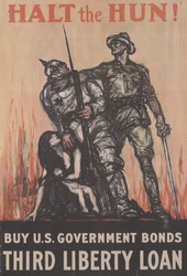 Parem o Huno! Comprar Títulos do Governo dos EUA, Third Liberty Loan, c.1918 (cor litho)