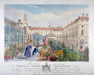 Terraço dos conservatórios de Bedford em Covent Garden Market, Westminster, Londres, 1831