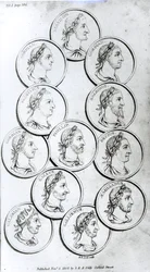 Retratos dos Imperadores Romanos, de &39;A História do Declínio e Queda do Império Romano&39;, Vol. I, de Edward Gibbon, 1808