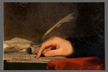Detalhe, de, retrato, de, alexander hamilton, óleo, ligado, lona