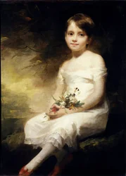 Retrato de Nancy Graham ou menina pequena com flores, pintura de Henry Raeburn (1756-1823), século XIX, 0,91 x 0,71 m, Paris, Musée du Louvre.