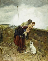 Assistindo o trem a vapor, 1880