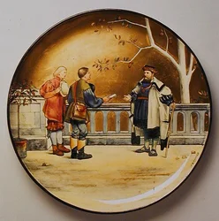Justice, uma ilustração de "The Seven Ages of Man" de Shakespeare, placa carregador feita pelo Art Pottery Studio da Minton