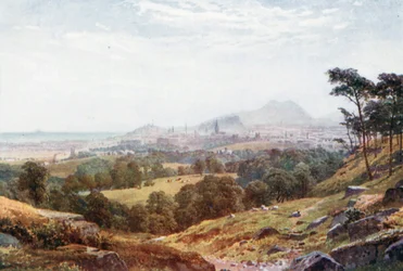 Edimburgo de "Descanse e agradeça" (litografia a cores)