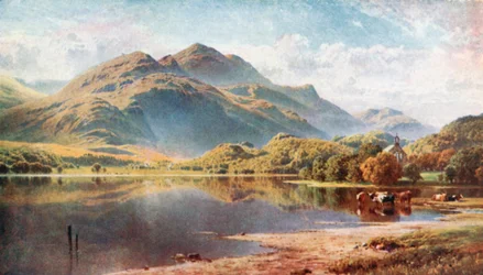 Loch Achray, Trossachs, Perthshire (litografia a cores)