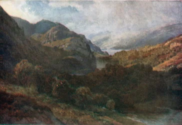 A saída do lago Katrine, Perthshire (litografia a cores)