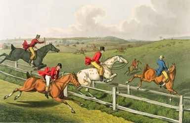 Caça à raposa, aquatinted por I. Clark, pub. por Thomas McLean, 1820 (aquatinta)
