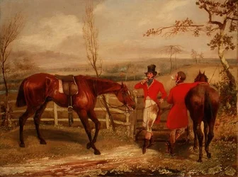 Cavalheiros a Fumar por uma Cerca