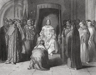 Rei Ricardo II cavaleiro dos reis de Connaught, Ulster, Thomond e Leinster em 1394, "A História da Irlanda", de Thomas Wright, publicado em c.1854