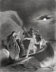 A fuga da Irlanda de Gerald Fitzgerald, em 1539, de "The History of Ireland", de Thomas Wright, publicado em c.1854