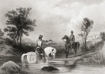 A reunião do conde de Essex e do conde de Tyrone, no Condado de Louth, na Irlanda, em 1599, de "The History of Ireland", de Thomas Wright, publicado em c.1854