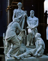 Fabricantes, grupo de esculturas do Albert Memorial, concluído em 1876 (granito)