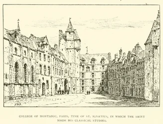 Colégio de Montaigu, Paris, tempo de Santo Inácio, no qual o santo fez os seus estudos clássicos (gravura)