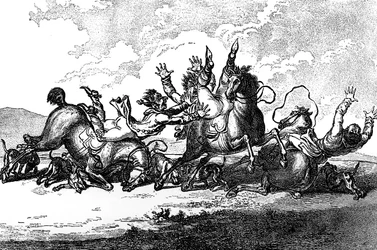 Cães jogando fora, 1800.
