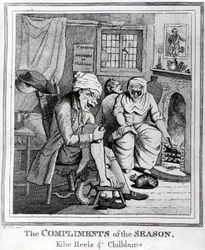 Os cumprimentos da temporada, Kibe Heels und Chillblains, c.1785