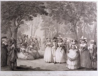 Os jardins da casa de Carlton com cantores de balada napolitana, gravados por William Dickinson (1746-1823), 1784