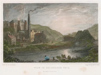 Altos-fornos para produção de ferro em Coalbrookdale, Shropshire, c1830