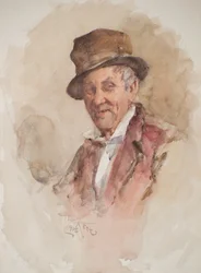 Retrato de um Homem de Chapéu de Cima (aguarela)