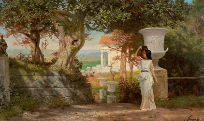 Aguadeira numa paisagem antiga com oliveiras