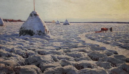 Pântanos da Lituânia sob a neve.