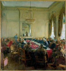 Primeira Guerra Mundial (1914-1918): "Uma reunião do Conselho Superior no Palácio Trianon, em Versalhes, em Julho de 1918"