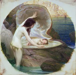 Um bebé de água, c.1900 (óleo sobre tela)
