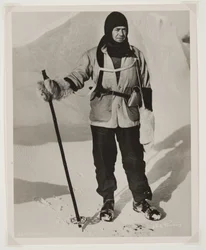 Capitão Scott (1868-1912) durante a expedição Terra Nova (1910-13) ao Pólo Sul (impressão de brometo)