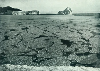 Gelo da panqueca que forma em floes fora do cabo Evans, c19101913, 1913.