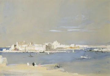 O porto, Valetta, Malta (wc e bodycolour em papel matizado)