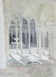 O Pátio dos Leões, a Alhambra, Granada, Espanha
